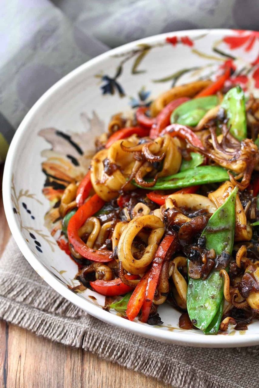 Squid in Black Beans Sauce