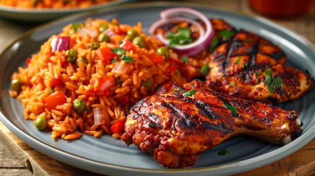 Tolo Beef Jollof with Grilled Chicken