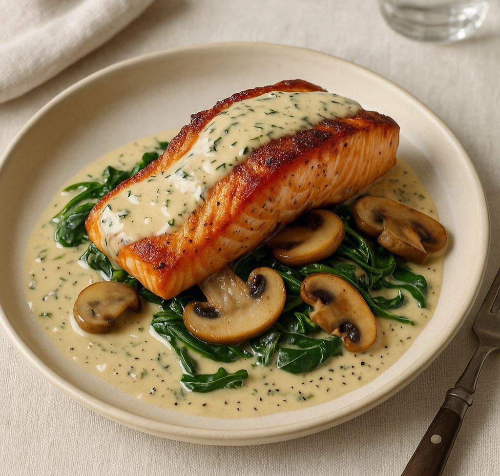 Salmon with Mushroom Sauce